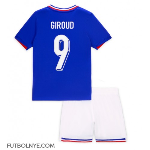 Camiseta Francia Olivier Giroud #9 Primera Equipación para niños Eurocopa 2024 manga corta (+ pantalones cortos)